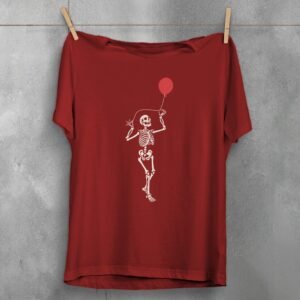 Skeleton with red balloon joy to life gothic t-shirt - 4