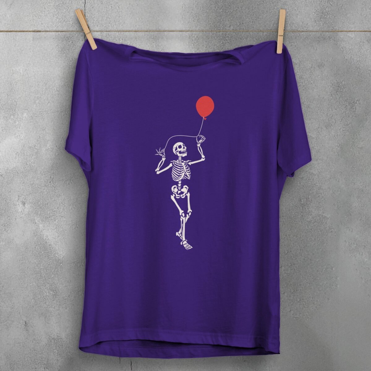 Skeleton with red balloon joy to life gothic t-shirt - 5
