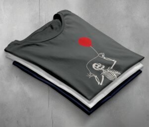 Skeleton with red balloon joy to life gothic t-shirt - 7