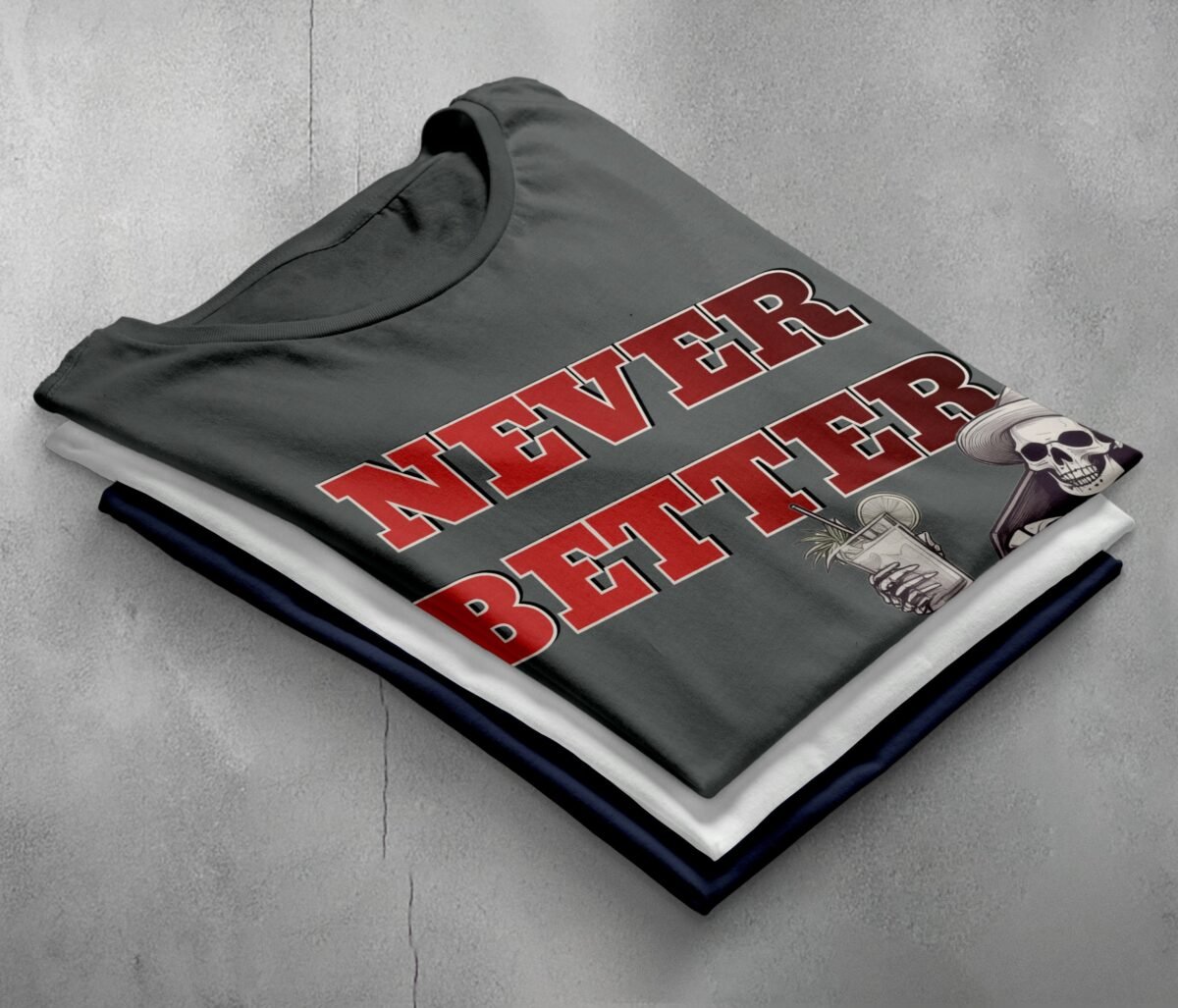 Skeleton relaxing in coffin drink in hand humorous t-shirt - 7