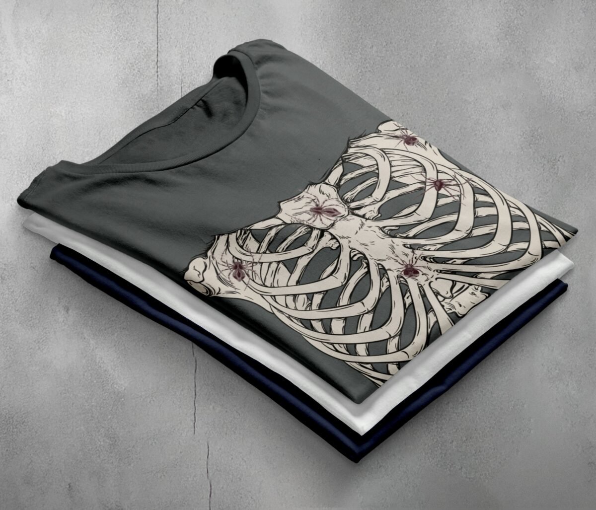 skeleton spiders eerie crawl gothic wiccan creepy cute t-shirt design, variation 7