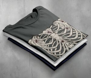 skeleton spiders eerie crawl gothic wiccan creepy cute t-shirt design, variation 7