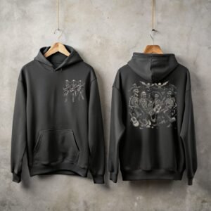 Skeletons band a haunting melody for spooky dark hoodie - 1