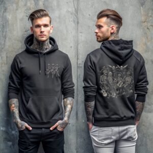 Skeletons band a haunting melody for spooky dark hoodie - 3