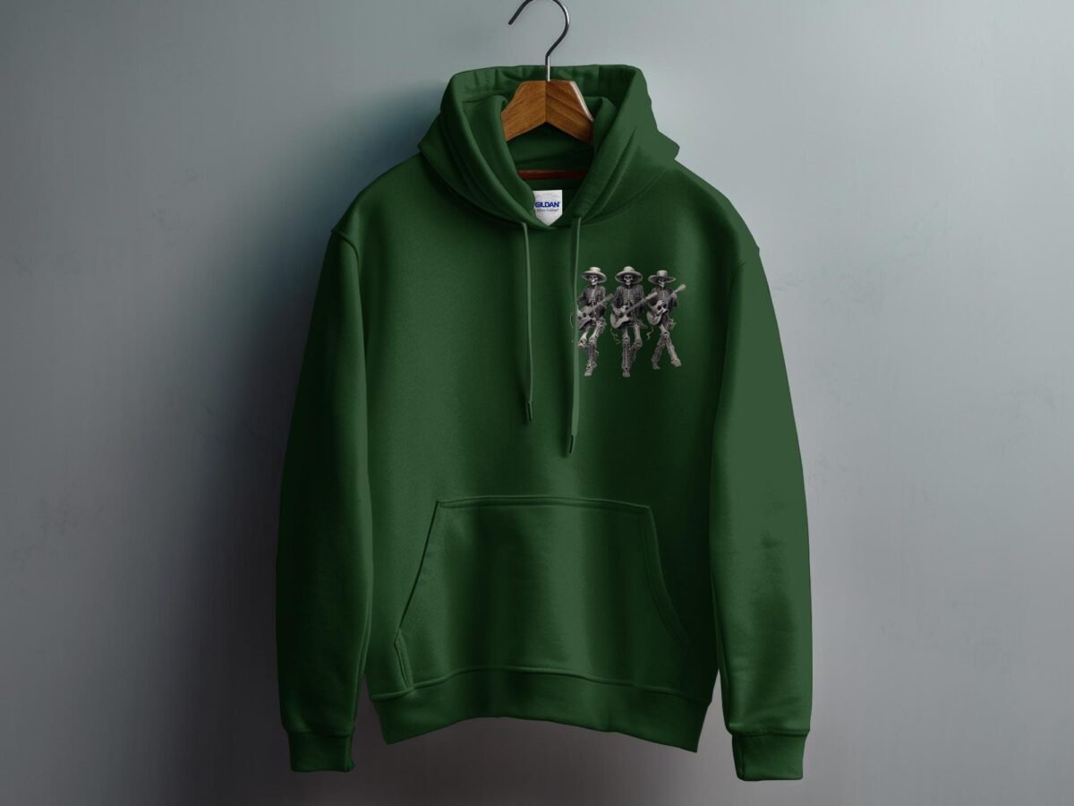 Skeletons band a haunting melody for spooky dark hoodie - 7