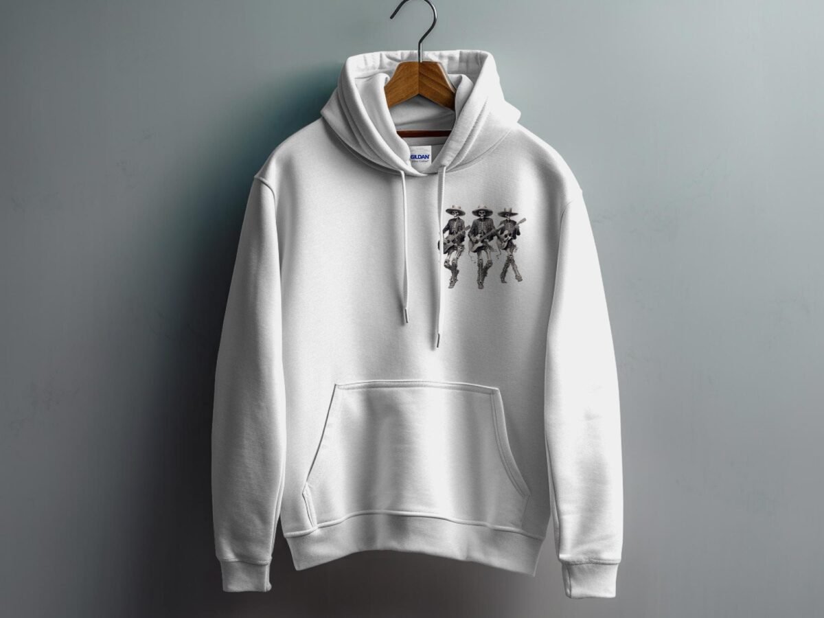 Skeletons band a haunting melody for spooky dark hoodie - 8