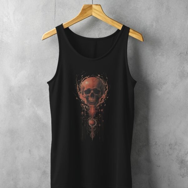 skull orbs life red gothic art tank top design, variation 1