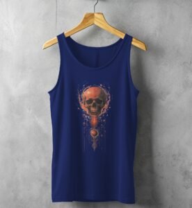 skull orbs life red gothic art tank top design, variation 2