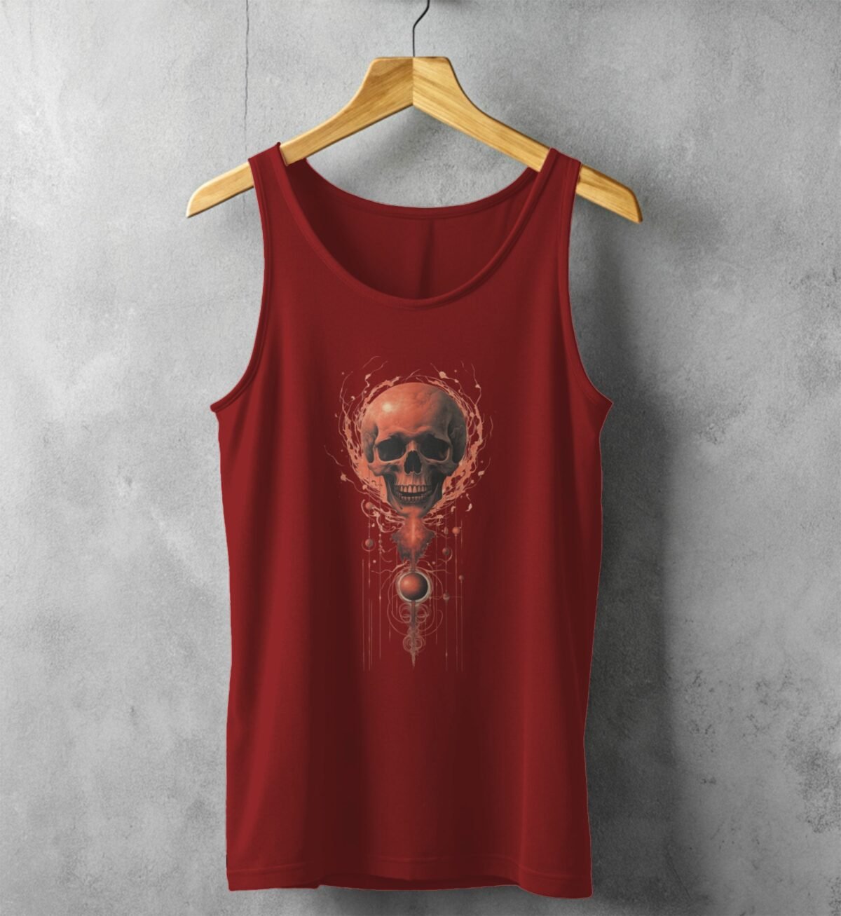 skull orbs life red gothic art tank top design, variation 3
