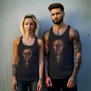 skull orbs life red gothic art tank top design, variation 9