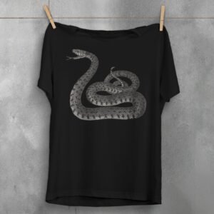 Snake coiled and watching for wisdom gothic style t-shirt - 1