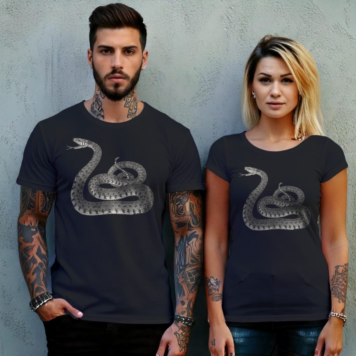 Snake coiled and watching for wisdom gothic style t-shirt - 10