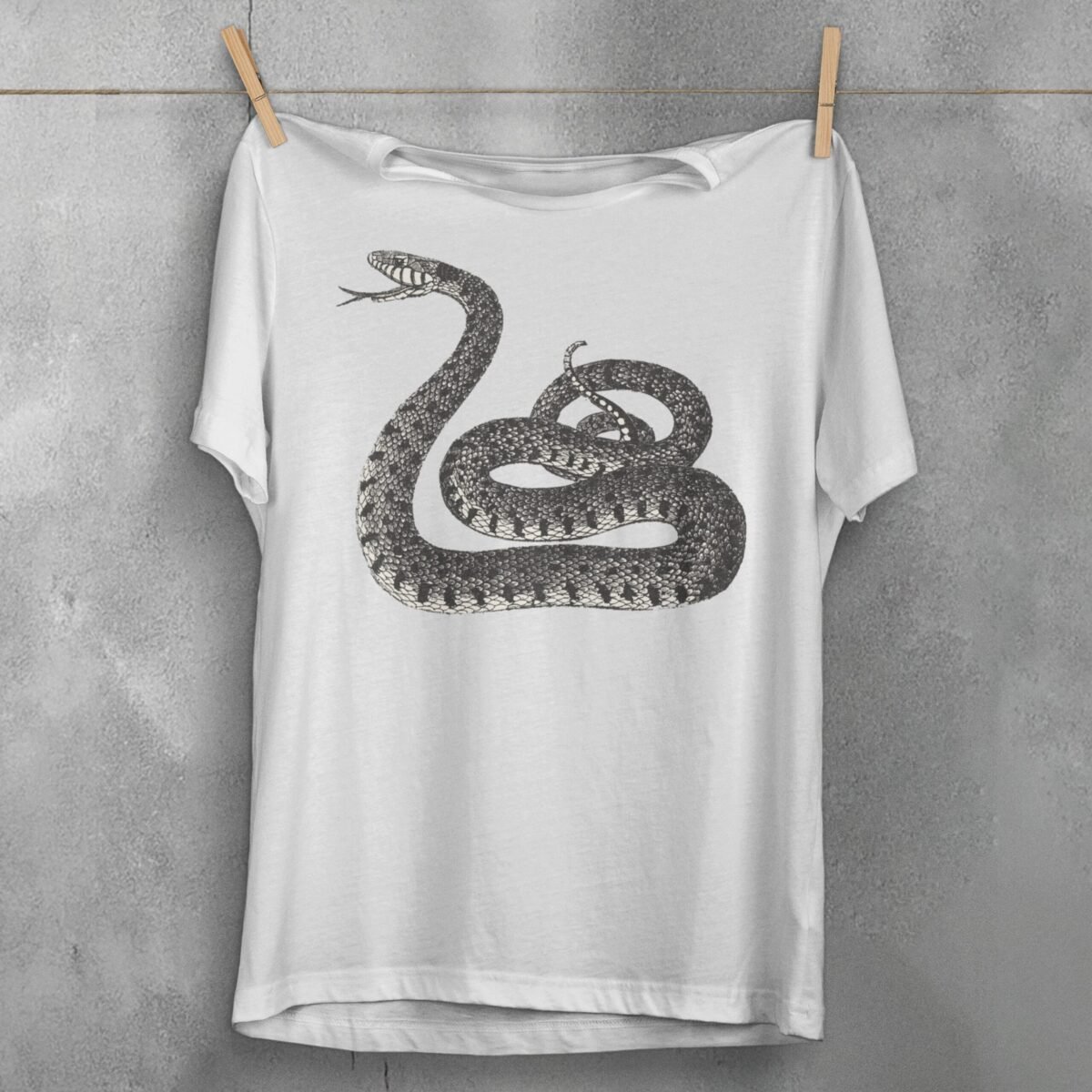 Snake coiled and watching for wisdom gothic style t-shirt - 3