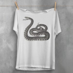 Snake coiled and watching for wisdom gothic style t-shirt - 3