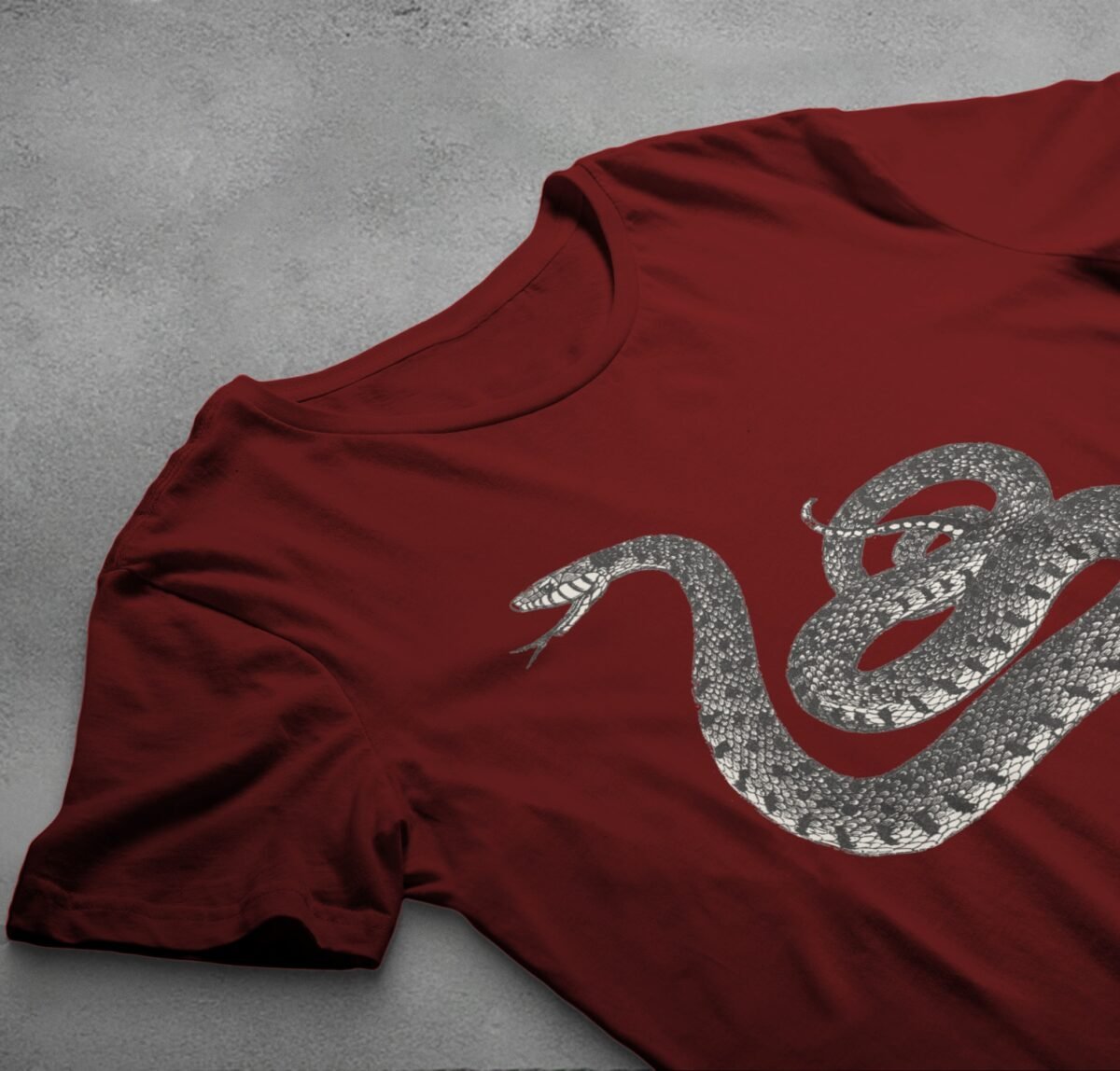 Snake coiled and watching for wisdom gothic style t-shirt - 4