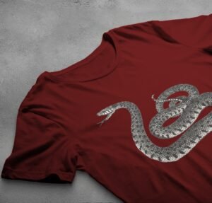 Snake coiled and watching for wisdom gothic style t-shirt - 4