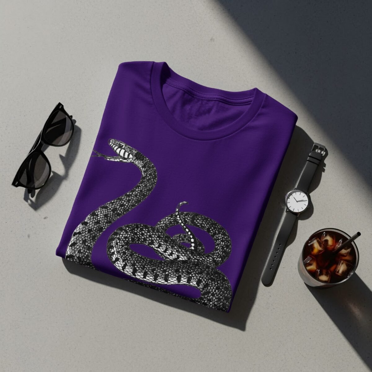 Snake coiled and watching for wisdom gothic style t-shirt - 6