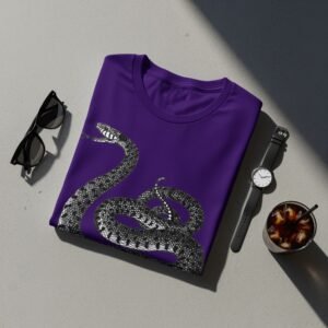 Snake coiled and watching for wisdom gothic style t-shirt - 6
