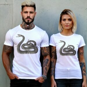 Snake coiled and watching for wisdom gothic style t-shirt - 8
