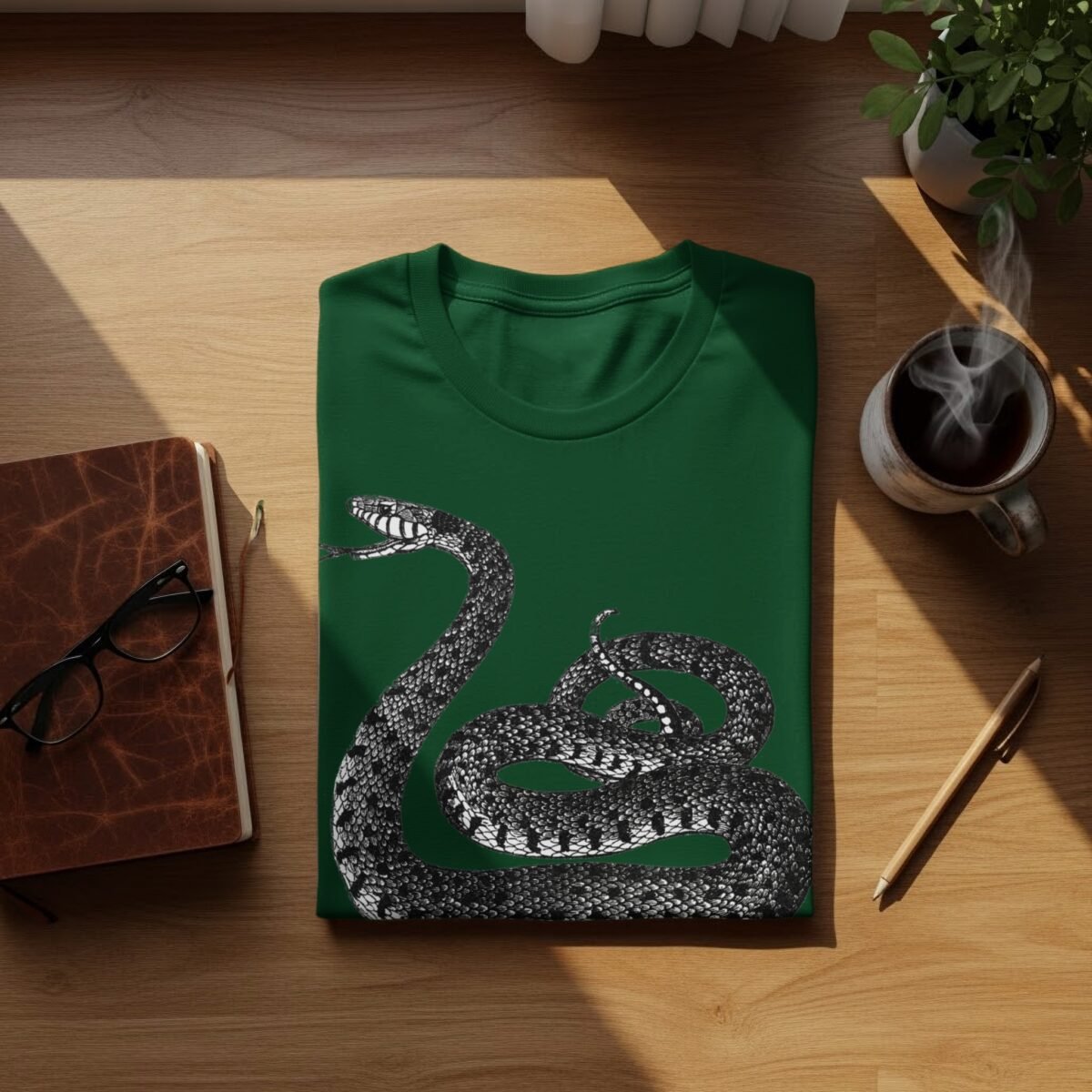 Snake coiled and watching for wisdom gothic style t-shirt - 9