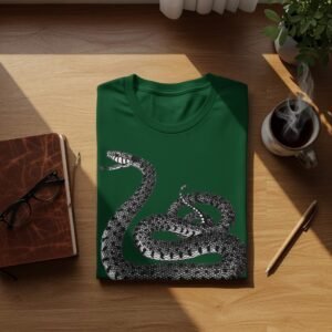 Snake coiled and watching for wisdom gothic style t-shirt - 9