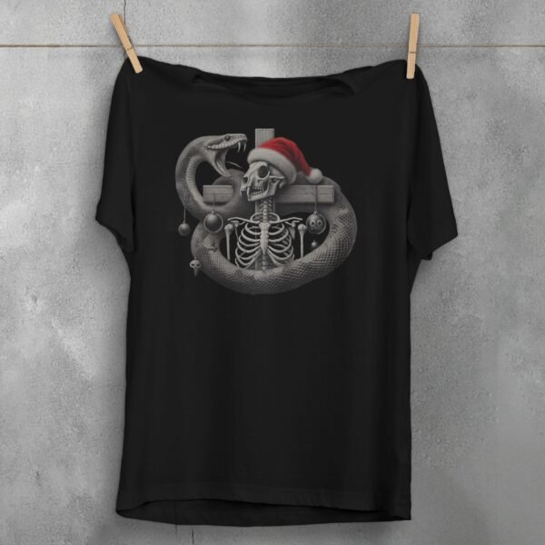 Snake guards skeleton Christmas ornaments a gothic celebration t-shirt - 1