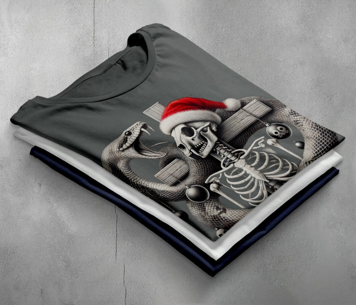 Snake guards skeleton Christmas ornaments a gothic celebration t-shirt - 2