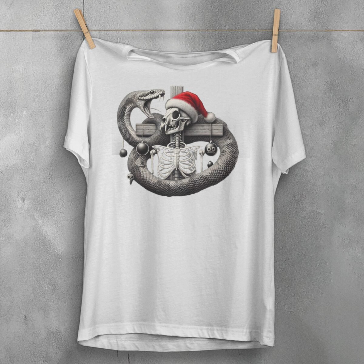 Snake guards skeleton Christmas ornaments a gothic celebration t-shirt - 3
