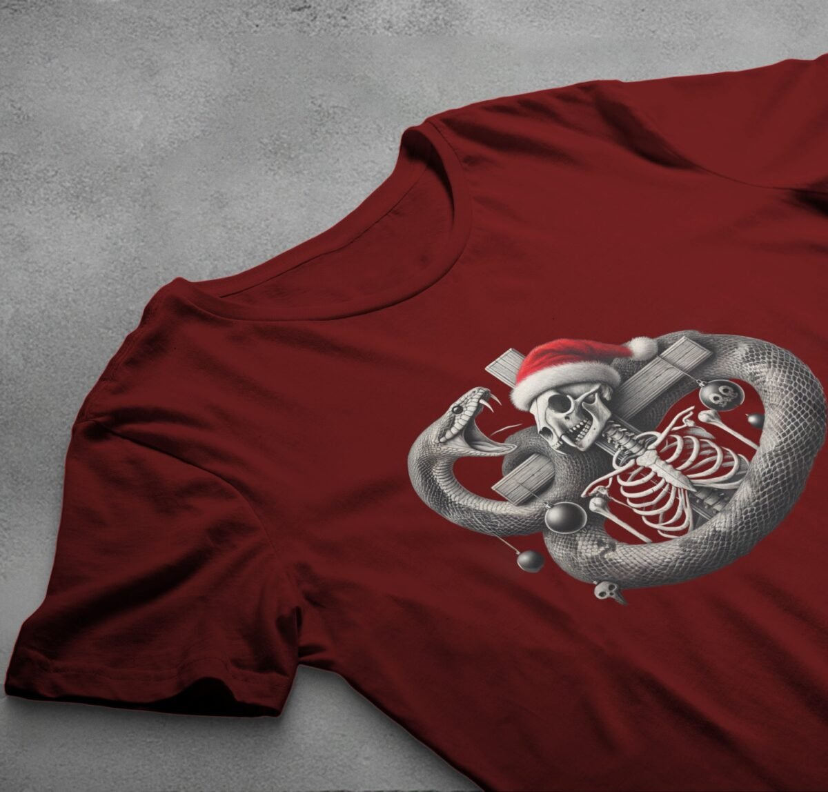 Snake guards skeleton Christmas ornaments a gothic celebration t-shirt - 4