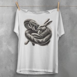 Snake and rabbit fight scene gothic powerful animalistic t-shirt - 3