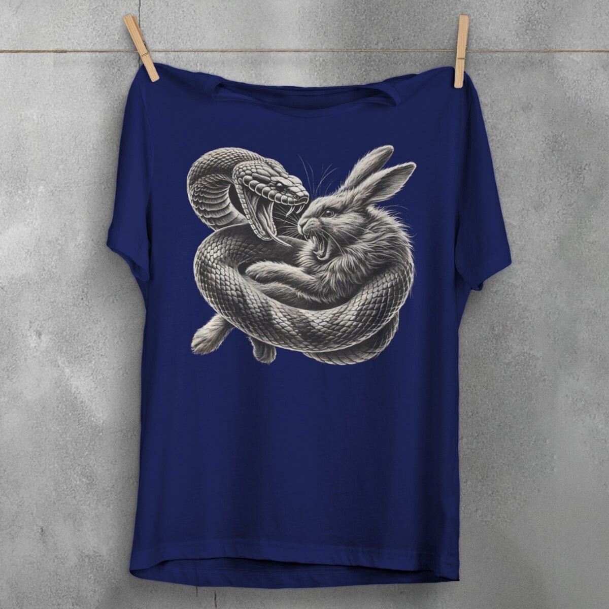Snake and rabbit fight scene gothic powerful animalistic t-shirt - 5
