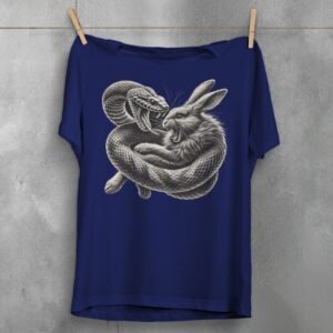 Snake and rabbit fight scene gothic powerful animalistic t-shirt - 5