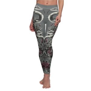 Snake roses dangerous embrace Gothic dark alternative yoga leggings - 2