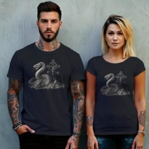 Snake surrounds rabbits near cross gothic witchy christmas t-shirt - 10