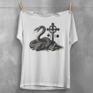 Snake surrounds rabbits near cross gothic witchy christmas t-shirt - 3