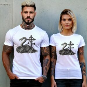 Snake surrounds rabbits near cross gothic witchy christmas t-shirt - 8