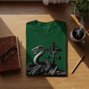 Snake surrounds rabbits near cross gothic witchy christmas t-shirt - 9
