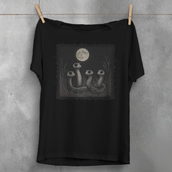 Snakes Moon Night Cute Creepy Eye Serpent Artwork T-Shirt - 1