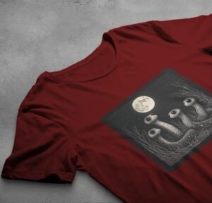 Snakes Moon Night Cute Creepy Eye Serpent Artwork T-Shirt - 4