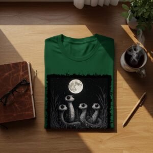 Snakes Moon Night Cute Creepy Eye Serpent Artwork T-Shirt - 9