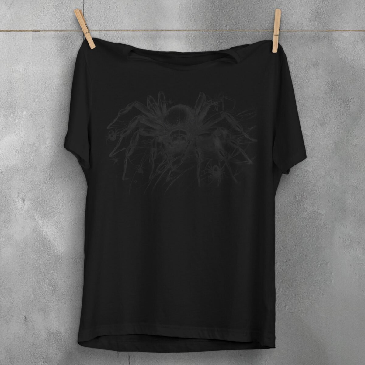 Spider creepy crawly sketch art dark goth aesthetic t-shirt - 1