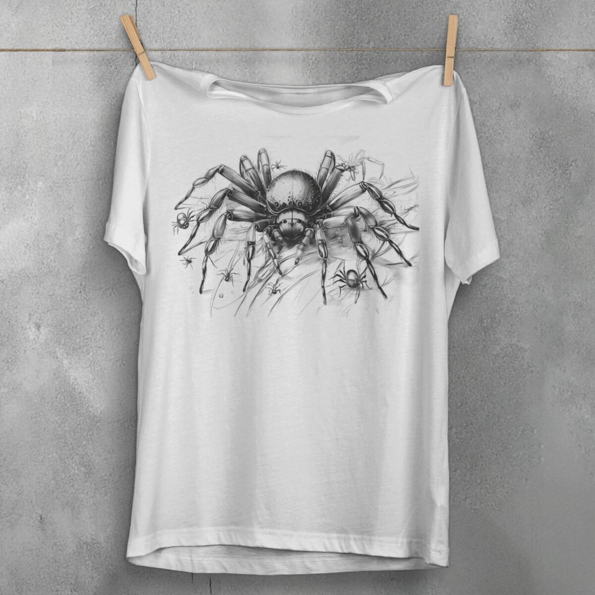 Spider creepy crawly sketch art dark goth aesthetic t-shirt - 2