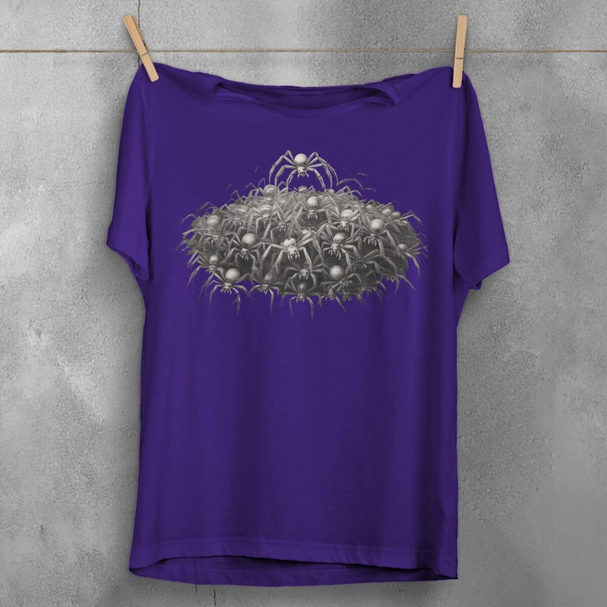 Spider skull mountain strange fantasy gothic halloween t-shirt - 5