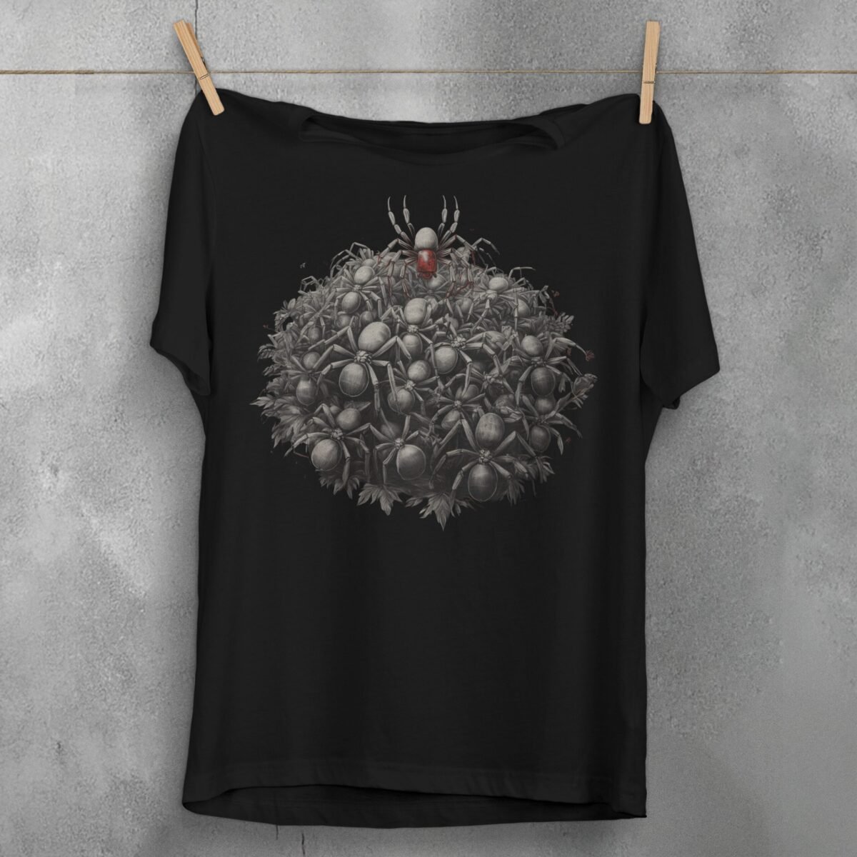 Spider swarm arachnid red queen dark symbolic gothic t-shirt - 1