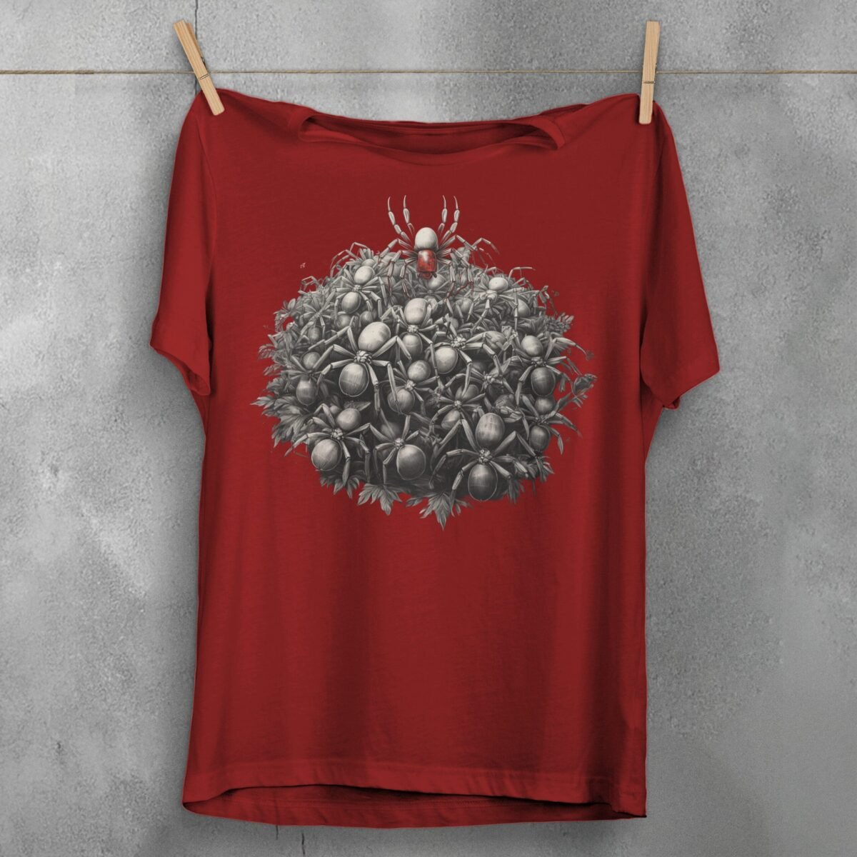 Spider swarm arachnid red queen dark symbolic gothic t-shirt - 4