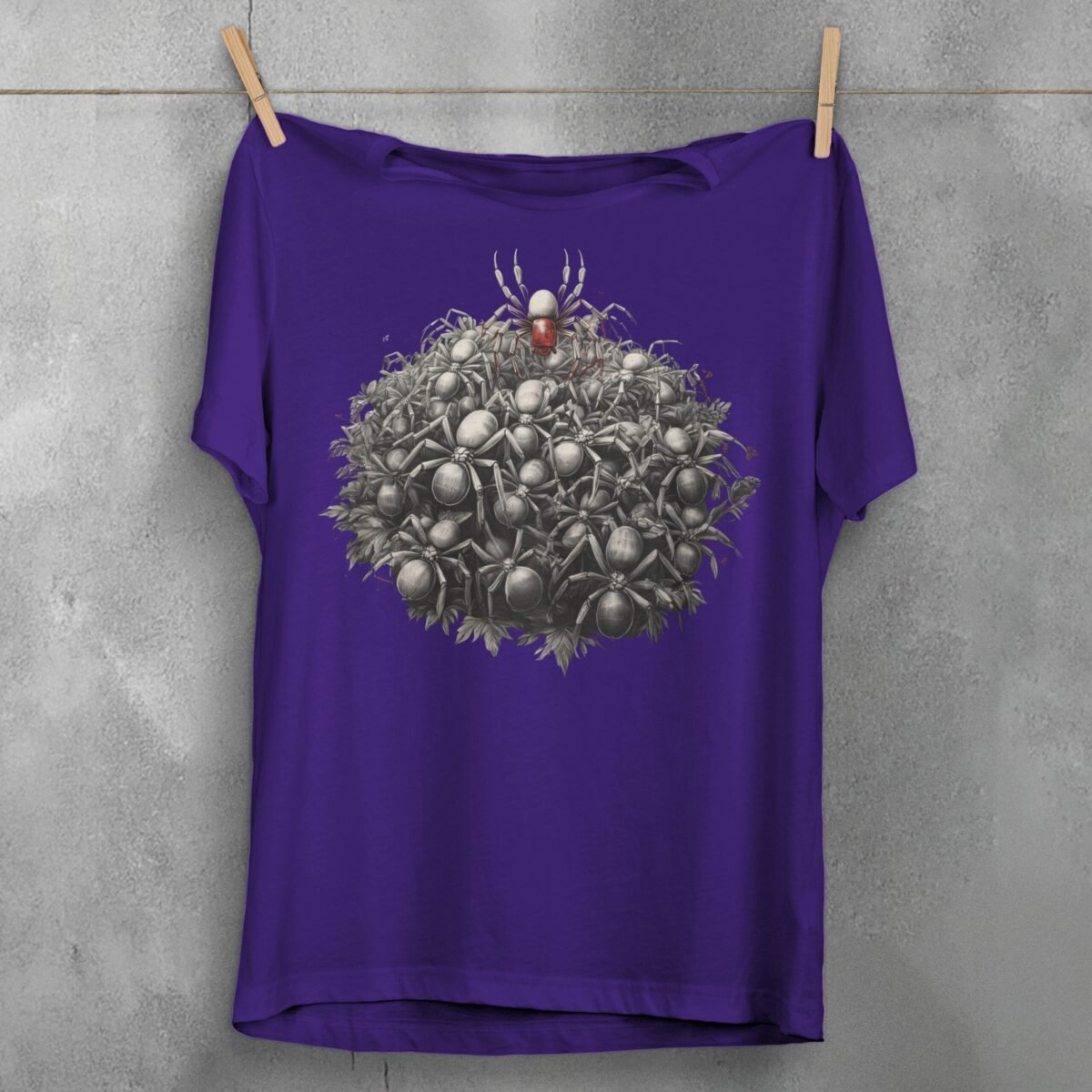 Spider swarm arachnid red queen dark symbolic gothic t-shirt - 5