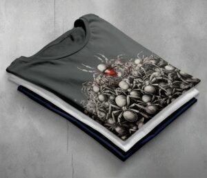 Spider swarm arachnid red queen dark symbolic gothic t-shirt - 7