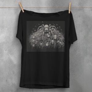 Spider swarm crawling dark fear symbolic protective pagan goth t-shirt - 1