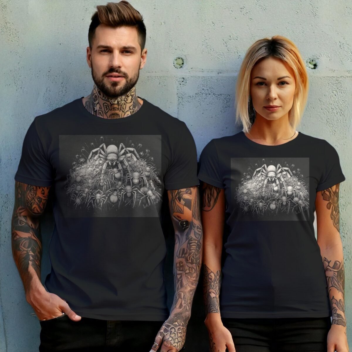 Spider swarm crawling dark fear symbolic protective pagan goth t-shirt - 10