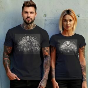 Spider swarm crawling dark fear symbolic protective pagan goth t-shirt - 10